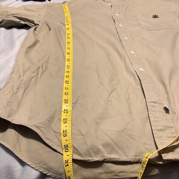 Ralph Lauren size large khaki chest pocket long sleeve cotton button down bear - Picture 7 of 7